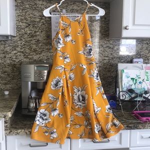 Floral Mustard yellow mini dress